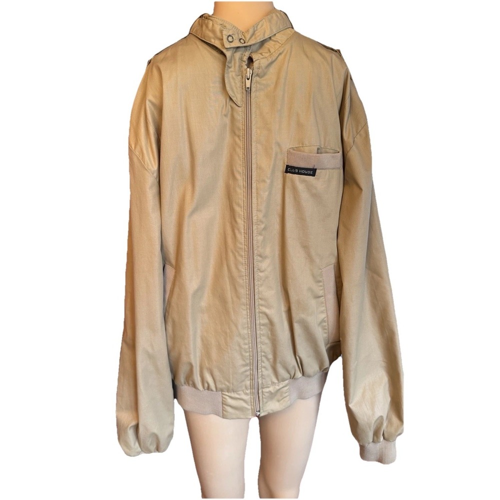 Club House Vintage 80s Bomber Like Jacket Men's X-Large Tan